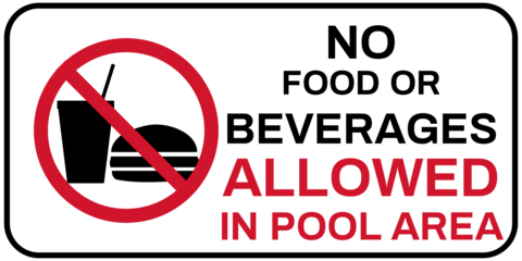 No Food Or Beverages Allowed In Pool Warning Sign Template